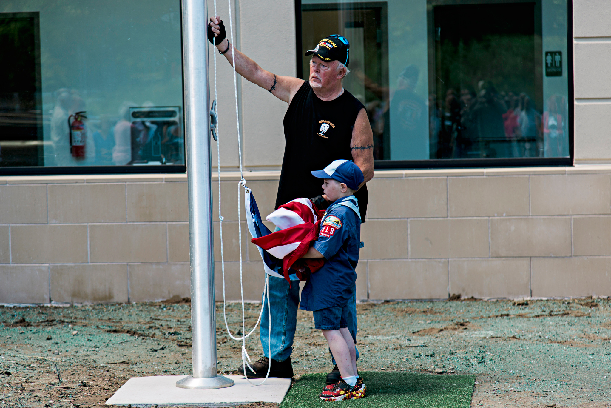 Raising the flag for the first time!