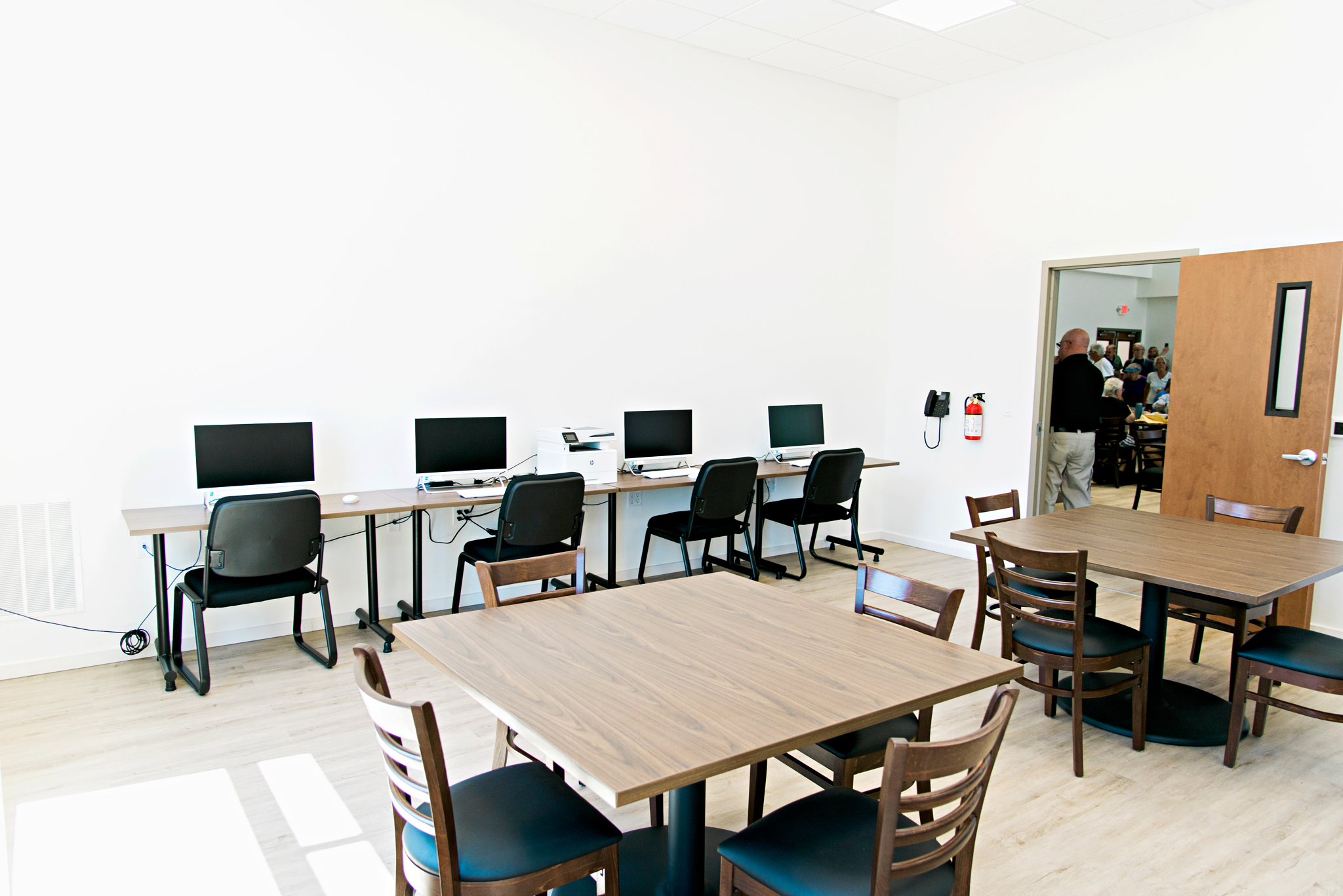 The multimedia, all-purpose room adjacent to the dining hall.